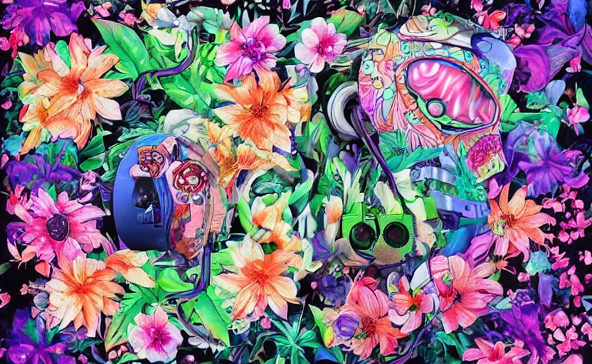 Image similar to 🤖🌺👁️