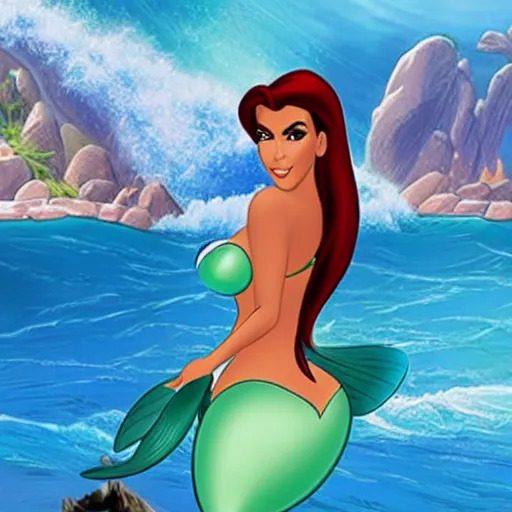 Image similar to Kim Kardashian as Ariel the Little Mermaid, cosplay