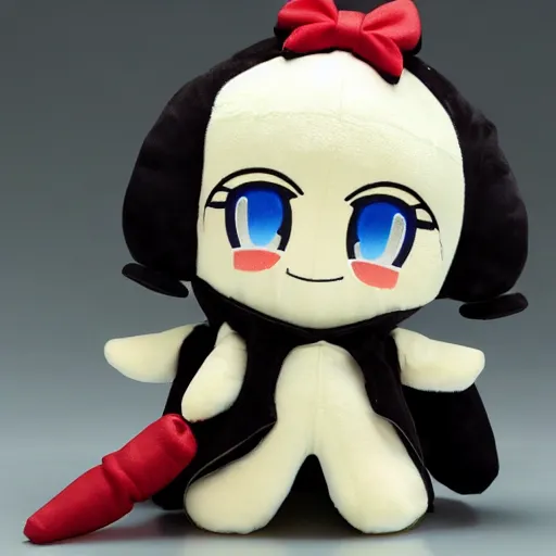 Image similar to cute fumo plush of an anime girl who builds explosive devices for nefarious purposes, kawaii bomber