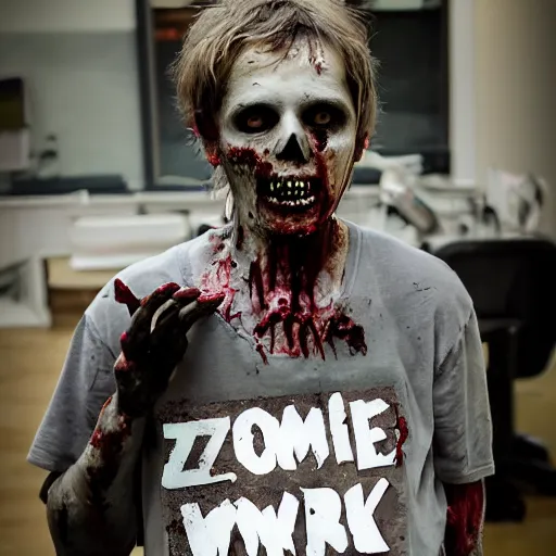 Image similar to a zombie at work