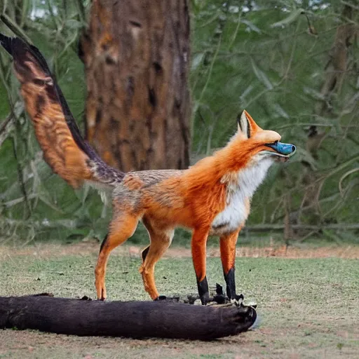 Image similar to eagle eagle eagle and a fox in a park