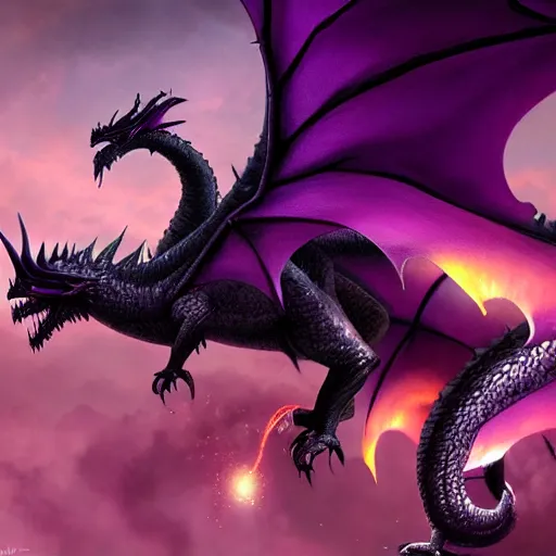 fantasy dragon with glowing purple eyes, high detail, | Stable ...