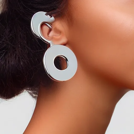 Image similar to hyperrealistic futuristic earrings