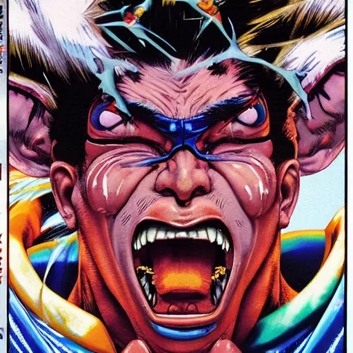 Image similar to portrait of crazy honda from street fighter, symmetrical, by yoichi hatakenaka, masamune shirow, josan gonzales and dan mumford, ayami kojima, takato yamamoto, barclay shaw, karol bak, yukito kishiro