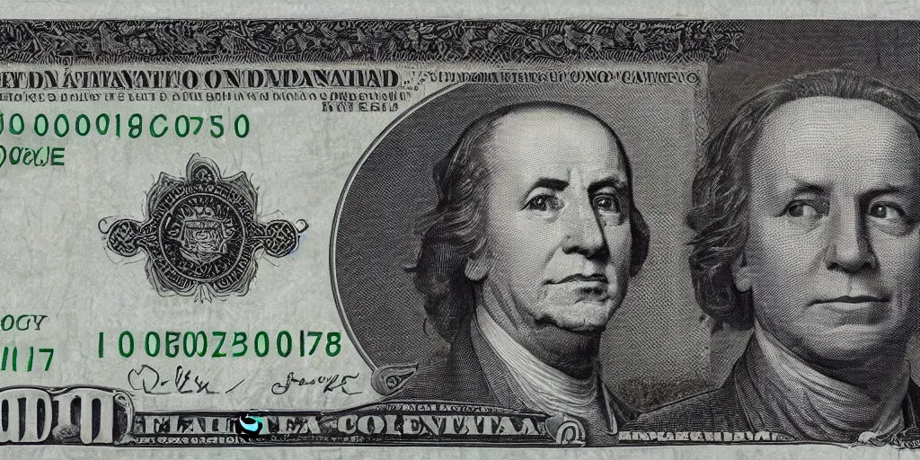 Image similar to A paper currency bill with the face of Bill Clinton, digital scanned currency, high resolution, detailed