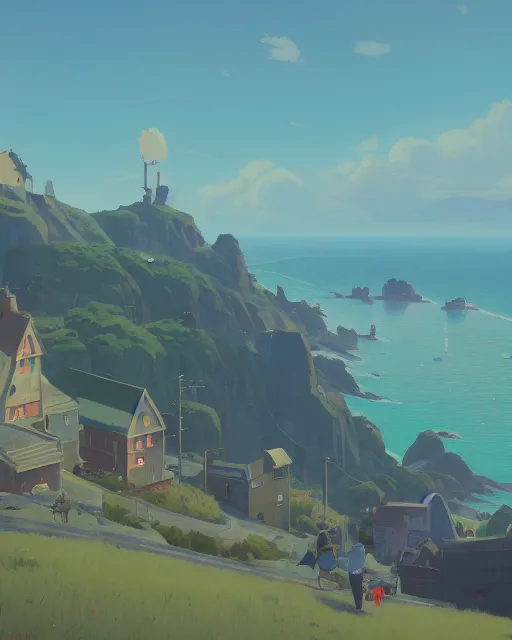 Image similar to painting of guernsey, detailed, by simon stalenhag, cory loftis, james gilleard, atey ghailan, makoto shinkai, goro fujita, studio ghibli, rim light, exquisite lighting, clear focus, very coherent, plain background, soft painting