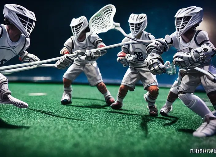 Image similar to lacrosse team playing intergalactic championship versus chitauri. Highly detailed 8k. Intricate. Sony a7r iv 55mm. Award winning.