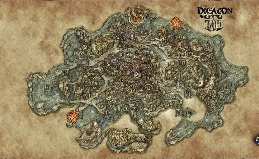 Image similar to Intricate dungeon map for d&d, digital paint, wizards of the coat