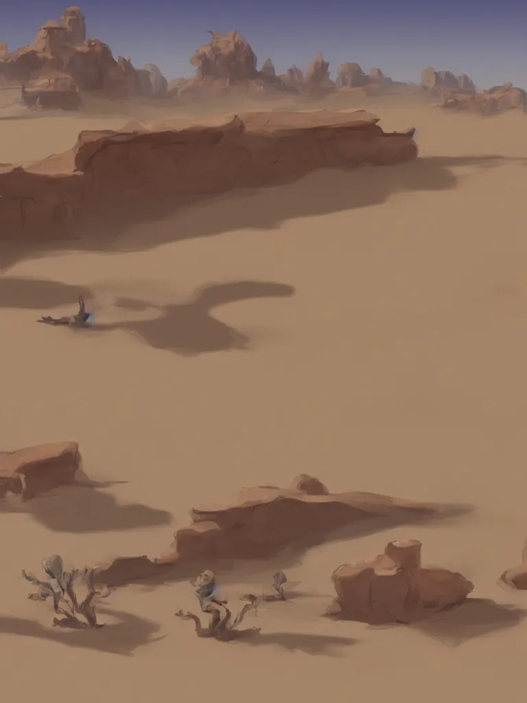 Prompt: desert by disney concept artists, blunt borders, rule of thirds