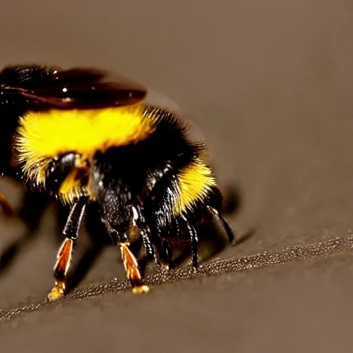 Image similar to a tiny bumblebee wearing a cool hat