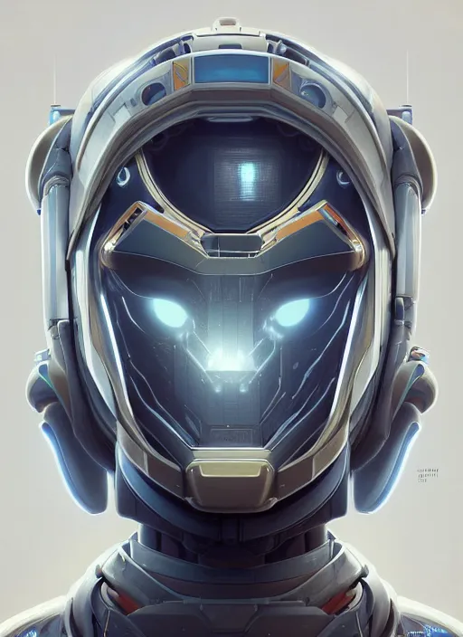 Prompt: symmetry!! portrait of a robot astronaut, tech face, horizon zero dawn machine, intricate, elegant, highly detailed, digital painting, artstation, concept art, smooth, sharp focus, illustration, art by artgerm and greg rutkowski and alphonse mucha, 8 k