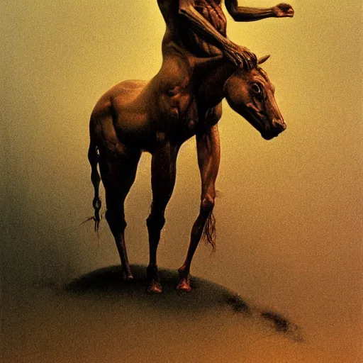 Image similar to centaur, beksinski