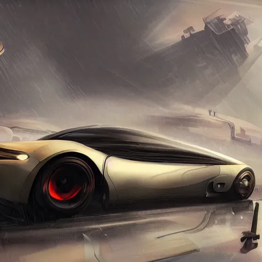 Image similar to modded car, elegant, digital painting, concept art, smooth, sharp focus, art style from Wang Ke and Greg Rutkowski and Bruce Kaiser and Scott Robertson and Dmitry Mazurkevich and Doruk Erdem and Jon Sibal, small style cue from Blade Runner and Minority Report and iRobots