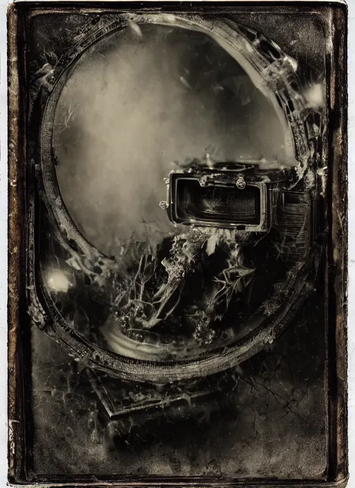 Prompt: old wetplate daguerreotype explosion of data fragments, fractal, intricate, elegant, highly detailed, parallax, leica, medium format, subsurface scattering, by jheronimus bosch and greg rutkowski and louis jacques mande daguerre