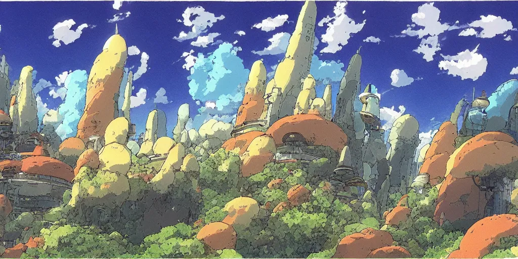 Prompt: scifi landscape, studio ghibli