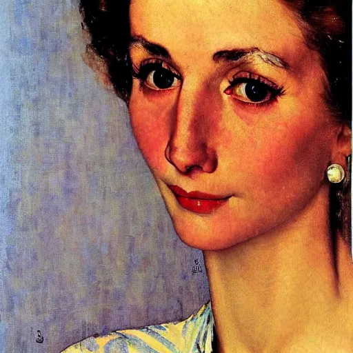 Image similar to portrait of a woman's eye with warm eyes, beautiful and elegant, warm and seductive ， detailed depiction, norman rockwell, jacob collins, tom lovell, frank school