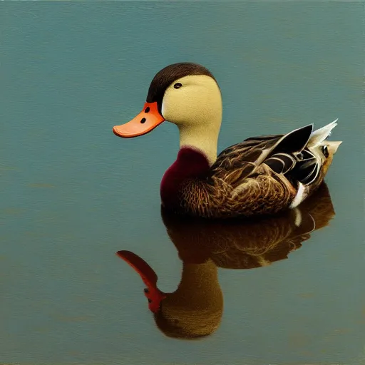 Prompt: a duck on the prowl oil painting dan witz