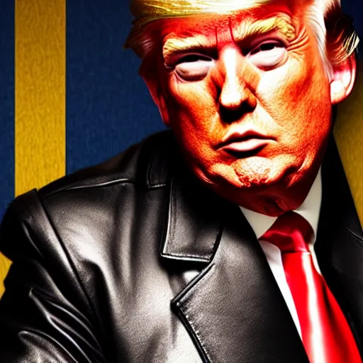 Prompt: close up high resolution photo of donald trump as a leather daddy, instagram, trending