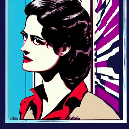 Image similar to eva green as high tech spy, art by jim steranko