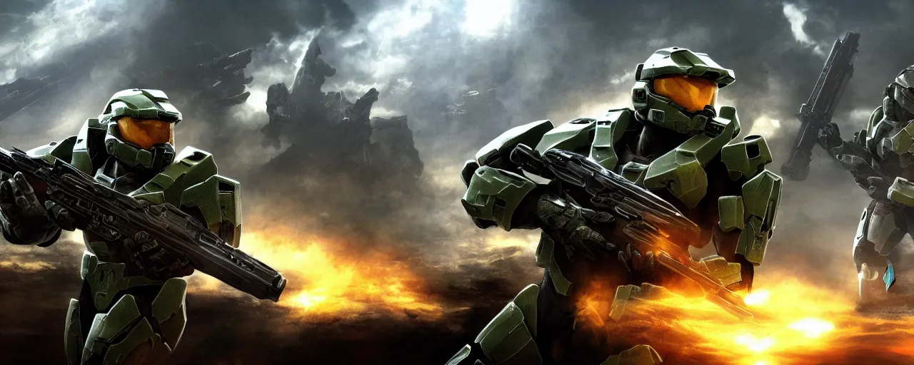 Prompt: halo reach wallpaper