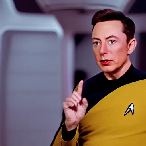 Image similar to color film still from star trek, staring elon musk, jeff bezos, bill gates, steve jobs, XF IQ4, 150MP, 50mm, F1.4, ISO 200, 1/160s, natural light