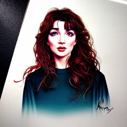 Prompt: richly detailed color illustration of young kate bush illustrated by artgerm and mina petrovic and timothy kong and marina federovna. 3 d shadowing