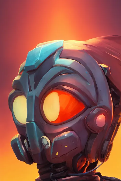 Image similar to epic mask helmet robot ninja portrait stylized as fornite style game design fanart by concept artist gervasio canda, behance hd by jesper ejsing, by rhads, makoto shinkai and lois van baarle, ilya kuvshinov, rossdraws global illumination radiating a glowing aura global illumination ray tracing hdr render in unreal engine 5