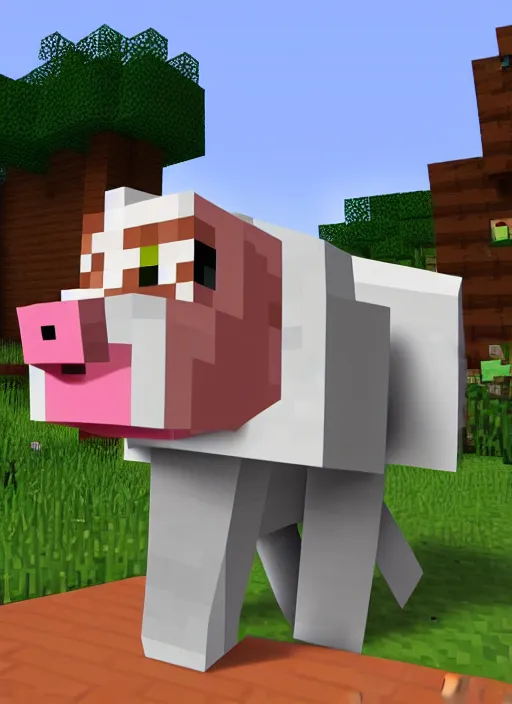 Image similar to pig from minecraft standing upright wearing iron armor and holding a sword