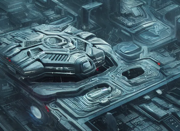 Prompt: cult of technology, exterior, scifi, machines, artificial intelligence, ultra realistic, highly detailed, brain in a vat!!, hexagonal parts, futuristic landscape, beautiful, industrial, city, utopian architecture, coruscant, birds eye view, atmosphere, masterpiece, epic lighting, bright, cinematic, art by jan urschel and neil blevins