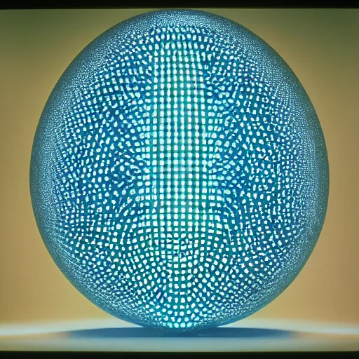 Image similar to annie liebowitz portrait of a plasma energy tron dinosaur egg in the form of a random geometric shapes, made up of glowing electric plates and patterns. cinestill