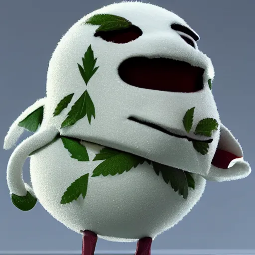 Prompt: octane render of cartoon cannabis character snowball