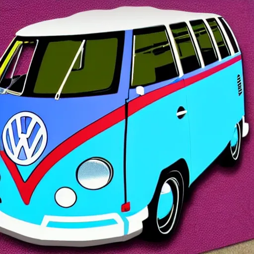 Image similar to jerry garcia (driving a Volkswagen bus) waving, detailed, realistic