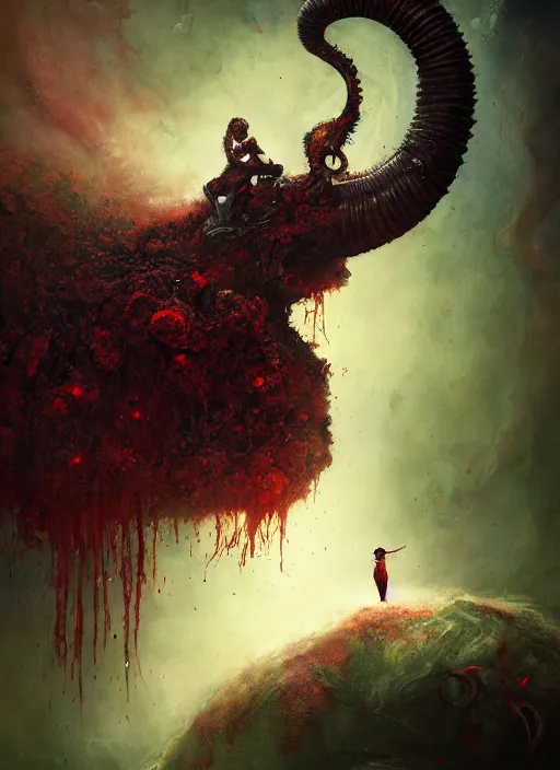Image similar to the caterpillar, call of cthulhu, highly detailed, cinematic, 8 k, by megan duncanson, benjamin lacombe, adrian borda, stanley artgermm, tom bagshaw, craig mullins, carne griffiths, ayami kojima, beksinski, giger, trending on deviantart, hyper detailed, horror, full of colour