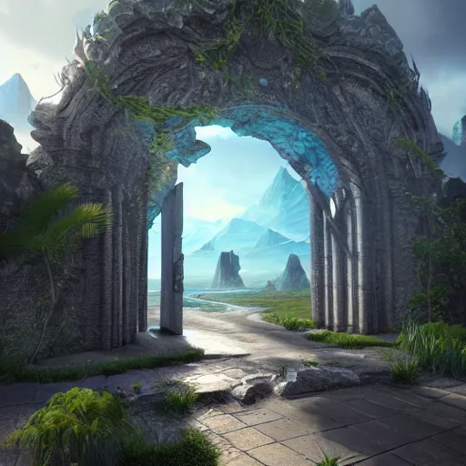Image similar to gateway to another world, fantasy, highly detailed, trending on artstation, hyperrealistic, unreal engine