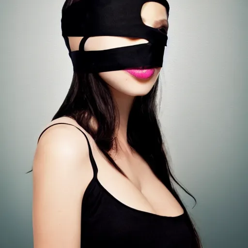 Image similar to ghost girl blindfolded in black dress