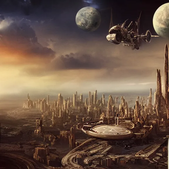 Image similar to Flan, science fiction matte painting, highly detailed,