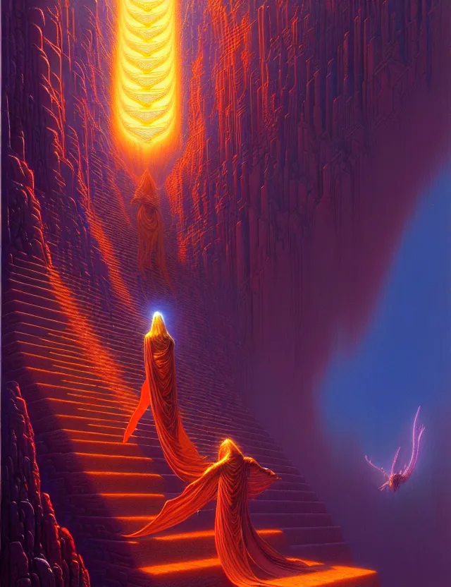 Prompt: beautiful woman ascending, light technology, dmt goddess, tim hildebrandt, bruce pennington, wayne barlowe, donato giancola, trending on artstation, cinematic composition, beautiful lighting, hyper detailed, 8 k, oil on canvas