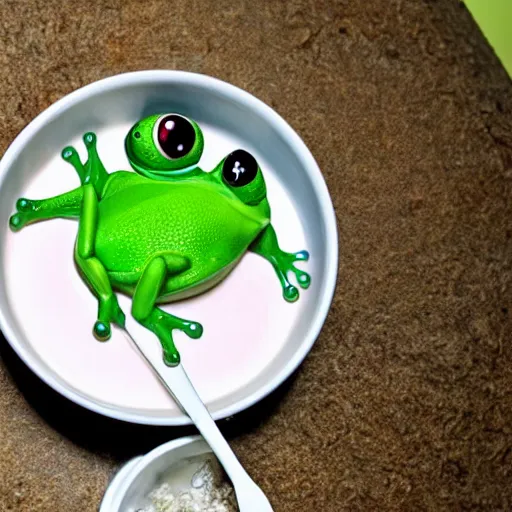 Prompt: frog in yogurt