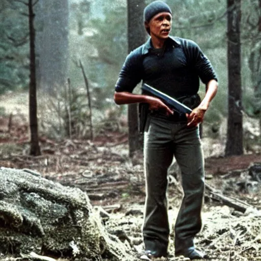 Image similar to A still of Obama as Rambo in Rambo First Blood (1982)