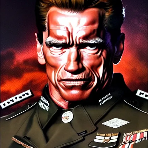 Prompt: uhd photorealistic arnold schwarzenegger in nazi uniform, by amano, ayami kojima, greg rutkowski, lisa frank, mark brooks, and karol bak, masterpiece, cinematic composition, dramatic pose, studio lighting, correct face, hyperdetailed, intricate details