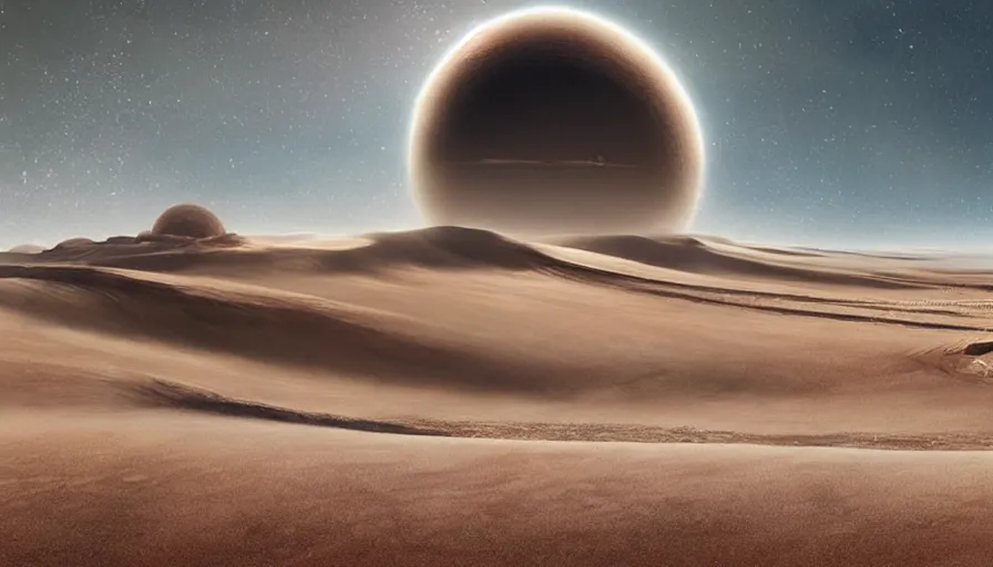 Image similar to a beautiful photo realistic still space image from the movie dune, hyperrealistic, highly detailed by kalin popov and greg rutkowski