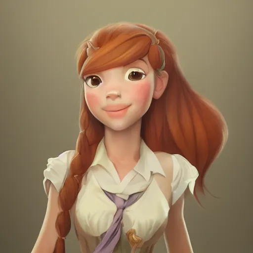 Image similar to portrait character design a young cute elegant horse girl, style of maple story and zootopia, 3 d animation demo reel, portrait studio lighting by jessica rossier and brian froud and gaston bussiere