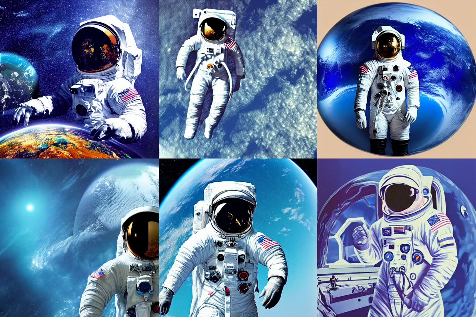 Prompt: an astronaut on the planet oceans,mysterious,high image quality,blue,surrealism