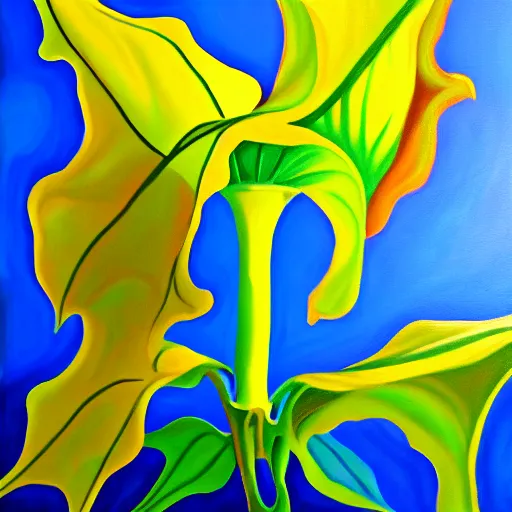 Prompt: oil painting of brugmansia flowers