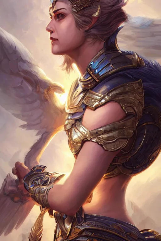 Image similar to amazon valkyrie athena, d & d, fantasy, portrait, highly detailed, headshot, digital painting, trending on artstation, concept art, sharp focus, illustration, art by artgerm and greg rutkowski and magali villeneuve