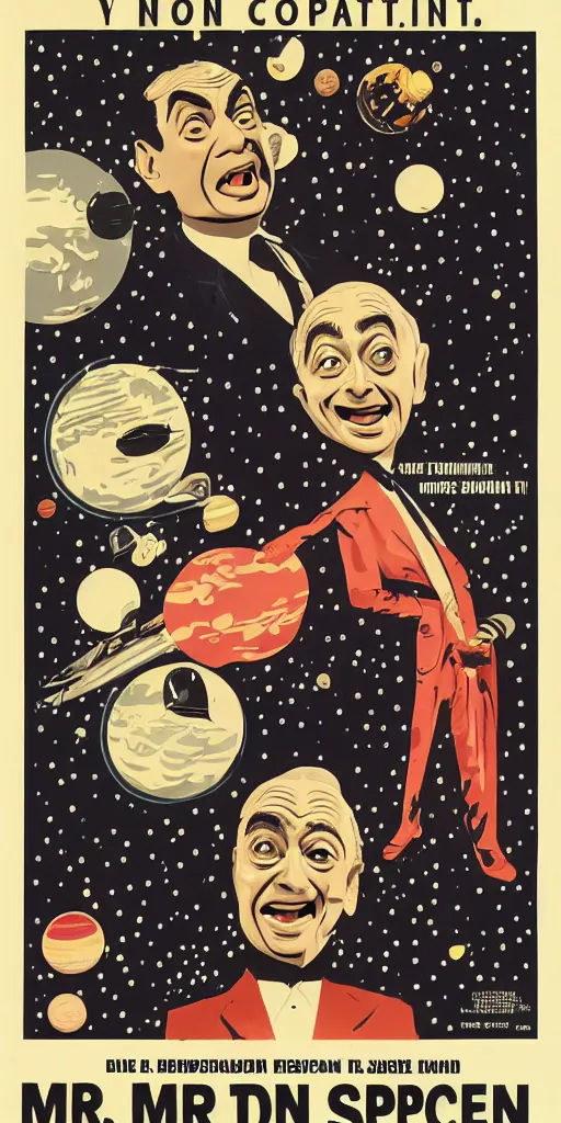 Image similar to criterion collection Poster art for the film Mr. Bean goes to Space