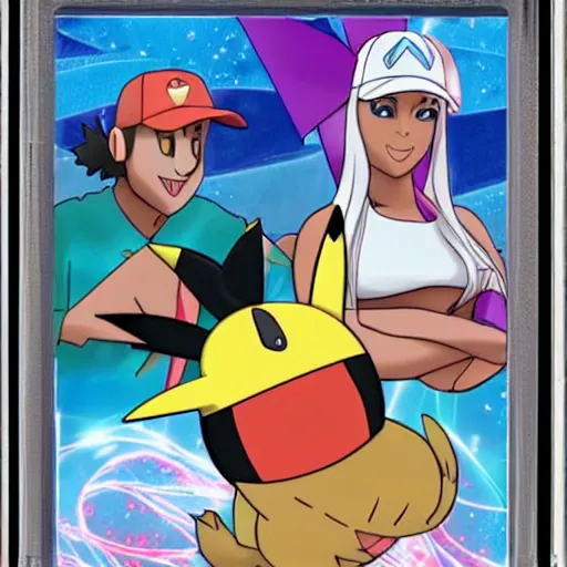 Image similar to pokemon cards with snooki, joe biden, nicki minaj, kim kardashian, osama bin laden, pokemon anime style, hd 8k image high detail, at target