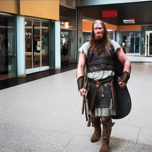 Image similar to viking dejected leaving local mall