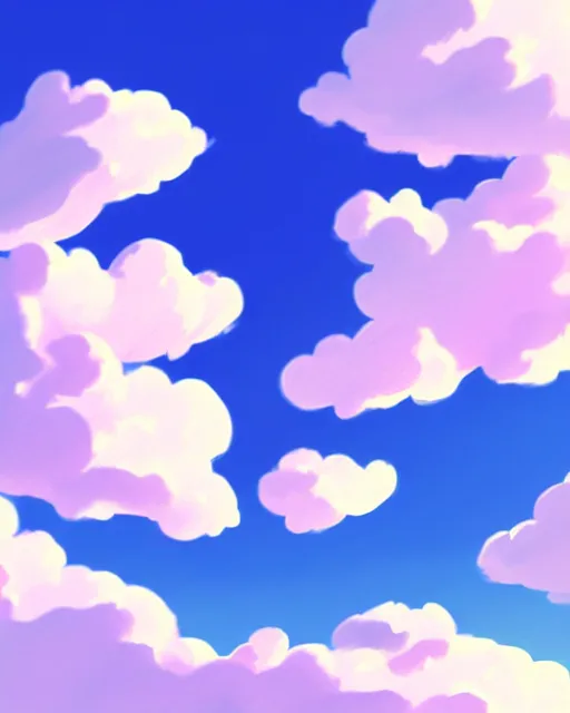 Image similar to simple realistic anime clouds, midday, digital art, trending on artstation, gradient colors, fisheye perspective