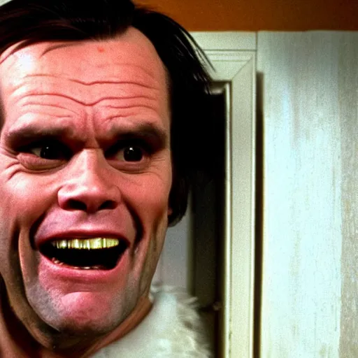 Prompt: jim carrey as jack torrance in the shining
